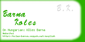 barna koles business card
